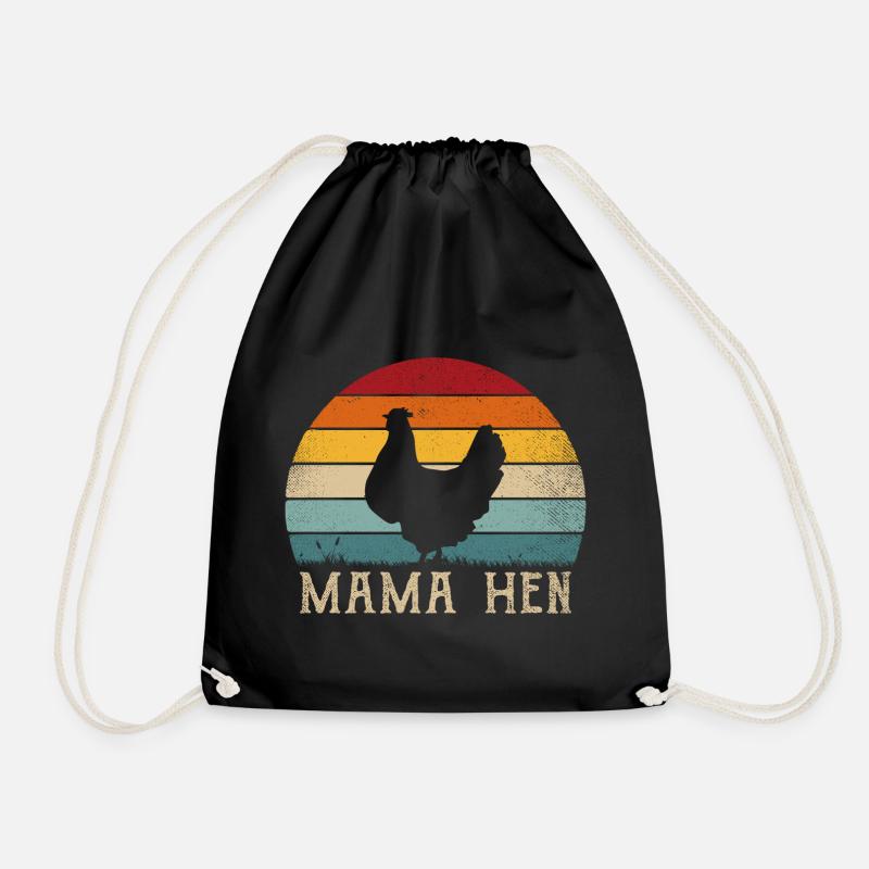 Lustiger Spruch Mama Henne Mutter Huhn Retro - Turnbeutel - Schwarz