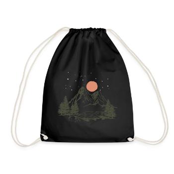Berg Natur Zelten Camping sterne wald Geschenk - Turnbeutel - Schwarz - Vorne