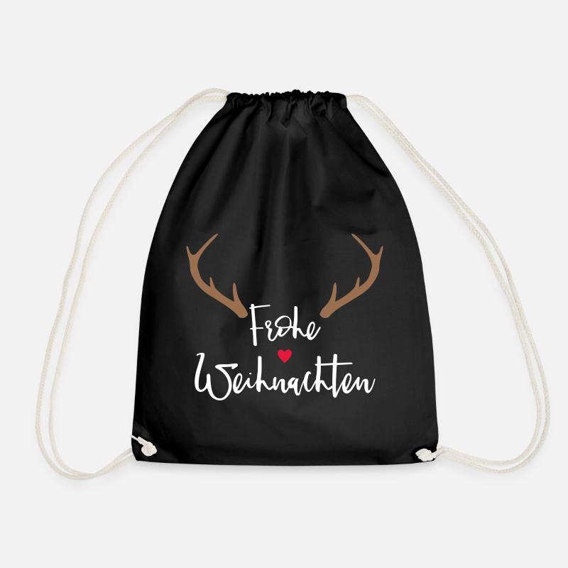 Frohe Weihnachten Rentier Geweih Dekoration - Turnbeutel - Schwarz