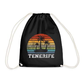 Tenerife vintage beach design - Drawstring Bag - black - Front