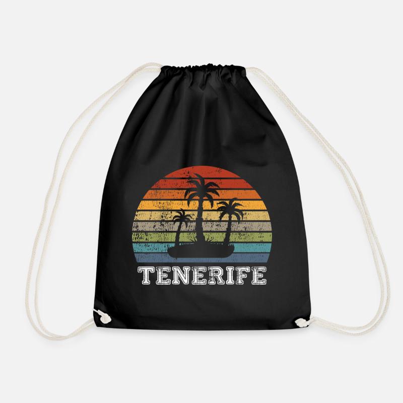 Teneriffa Vintage Beach Design - Turnbeutel - Schwarz