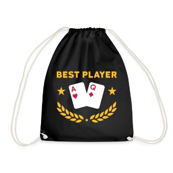 Best player (Spielkarten, Sterne, Lorbeerkranz) - Turnbeutel - Schwarz - Vorne