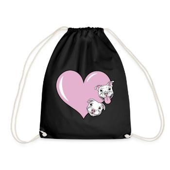 Chien avec cœur pour les amoureux des chiens comme idée cadeau - Sac de sport léger - noir - Devant