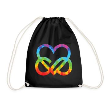 Polyamorie Infinity Herz - Poly Love Heart - Turnbeutel - Schwarz - Vorne