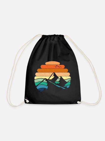 Mountain Landscape Sunset - Drawstring Bag - black