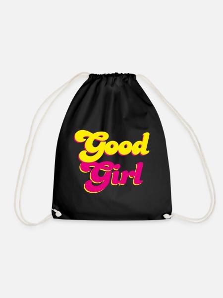 Good Girl Retro Pink Energy Girl Power Vibes - Drawstring Bag - black