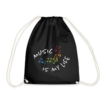La musique est ma vie - partition aquarelle colorée - musique - Sac de sport léger - noir - Devant