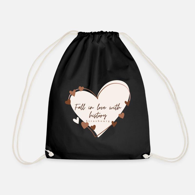 I Love with Heart Strasbourg - Drawstring Bag - black