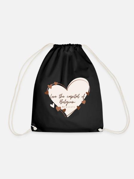 I Love with Heart Brussels - Drawstring Bag - black