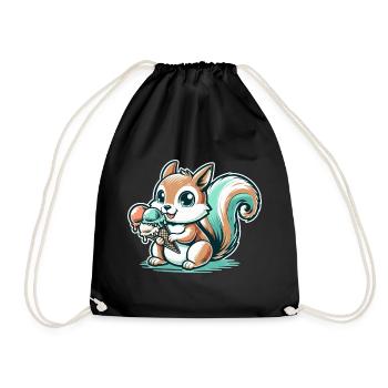 Écureuil de dessin animé mignon avec de la crème glacée - Sac de sport léger - noir - Devant