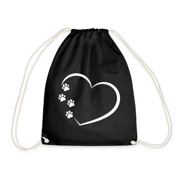 Heart with Paws Gift for Dog Lover - Drawstring Bag - black - Front