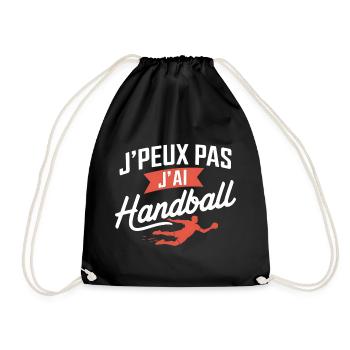 Ich kann nicht, ich habe Handball - Turnbeutel - Schwarz - Vorne