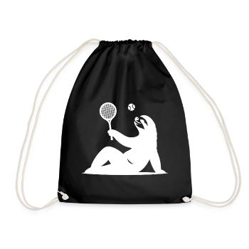 Faultier Tennis Tennisspieler Ball Horn Silhouette - Turnbeutel - Schwarz - Vorne