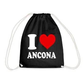 Ich liebe Ancona Italien Lustiges Witziges Herz - Turnbeutel - Schwarz - Vorne
