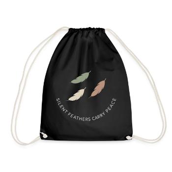 Feather And Dream Boho Festival Spiritual Pattern - Drawstring Bag - black - Front