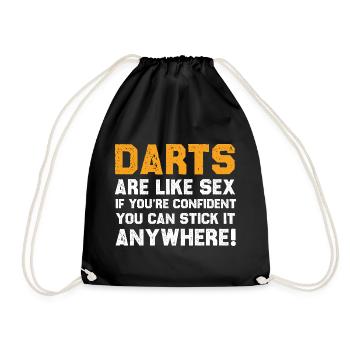 Witziges Darts Zitat Shirt - Turnbeutel - Schwarz - Vorne