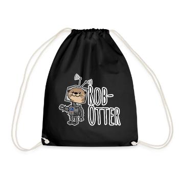 Rob-Otter - Halb Otter halb Roboter Flachwitz! - Turnbeutel - Schwarz - Vorne