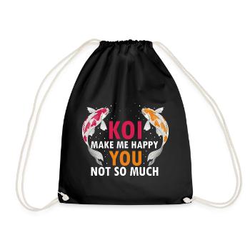 Koi Make Me Happy You Not So Much Humor Fan - Drawstring Bag - black - Front