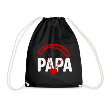 Papa Gleitschirm mit Herz - Turnbeutel - Schwarz - Vorne