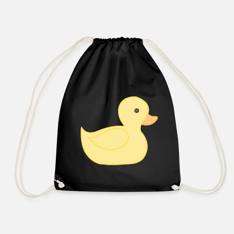 Yellow rubber duck cartoon style - Drawstring Bag - black