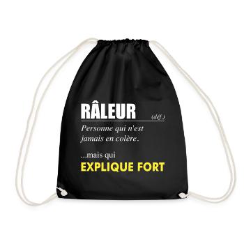 Râleur définition – Personne qui explique fort - Sac de sport léger - noir - Devant