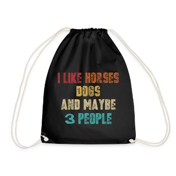 I like horses dogs 3 people - Turnbeutel - Schwarz - Vorne
