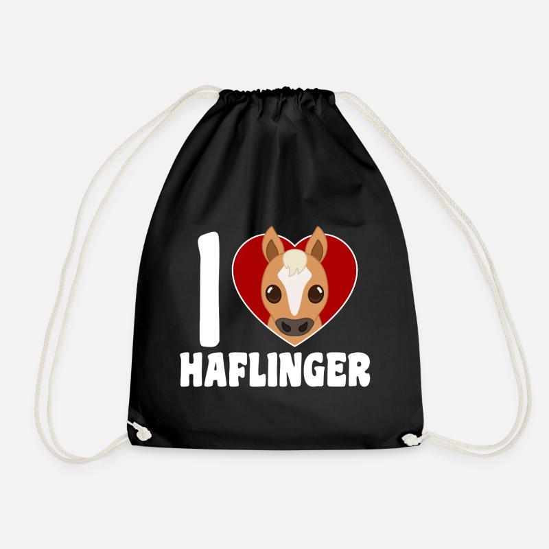 I love Haflinger heart - Drawstring Bag - black
