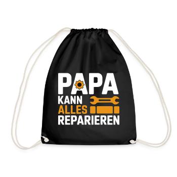Papa Handwerker Kann Alles Reparieren Geschenk - Turnbeutel - Schwarz - Vorne