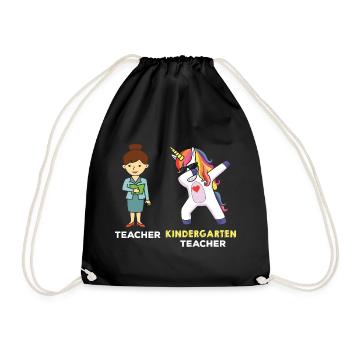Kindergarten Teacher Dabbing Einhorn - Turnbeutel - Schwarz - Vorne