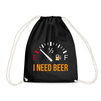 Funny beer motif "I Need Beer" - Drawstring Bag - black - Front