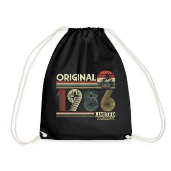 Anniversaire rétro vintage vintage original de 1986 - Sac de sport léger - noir - Devant