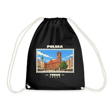 Polska Toruń Vintage Reisemarke - Turnbeutel - Schwarz - Vorne