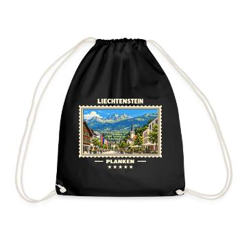 Liechtenstein Planken Vintage Reisemarke - Turnbeutel - Schwarz - Vorne
