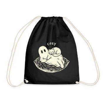 Cozy Ghost Süße Katze Gespenst Geschenk - Turnbeutel - Schwarz - Vorne