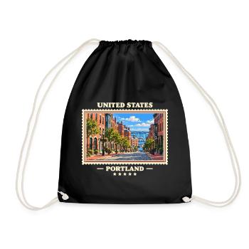 Vereinigte Staaten Portland Maine Vintage Reisemar - Turnbeutel - Schwarz - Vorne