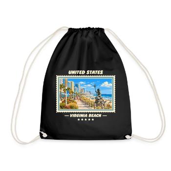 Vereinigte Staaten Virginia Beach Vintage Marke - Turnbeutel - Schwarz - Vorne