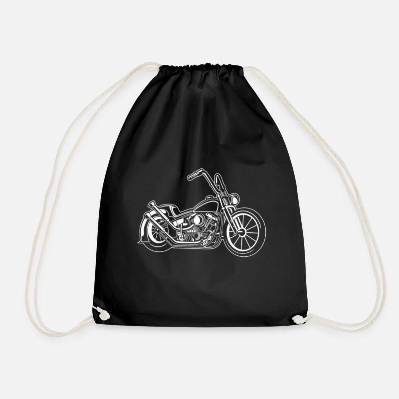 Chopper / Bobber Motorrad 02_weiß - Turnbeutel - Schwarz