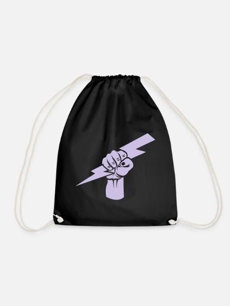 Faust mit Blitz - T-Shirt - Gym wear - Turnbeutel - Schwarz