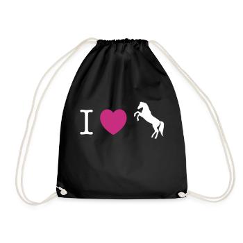 Ich liebe Pferde / Ponys - Turnbeutel - Schwarz - Vorne