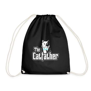 The Catfather Katze - Lustiges Design - Turnbeutel - Schwarz - Vorne