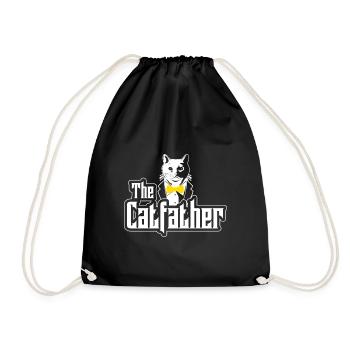 The Catfather I Katzen Dad Geschenk I Maine Coon - Turnbeutel - Schwarz - Vorne