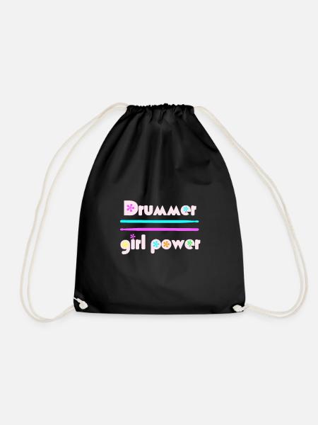 Drummer girlpower pink - Drawstring Bag - black