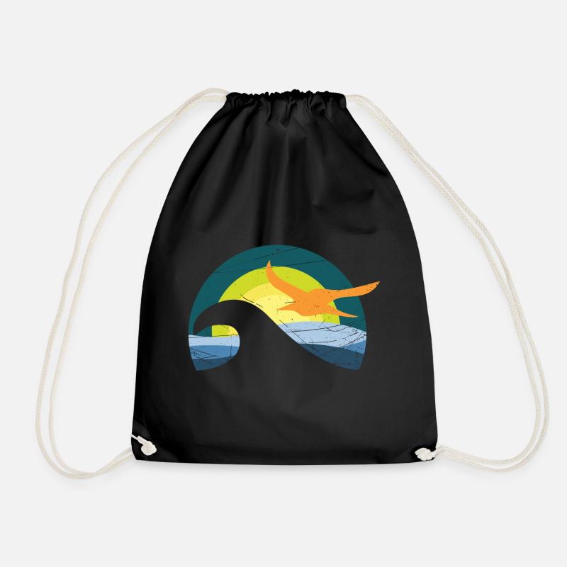 Mouette au bord de la mer - design - Sac de sport léger - noir