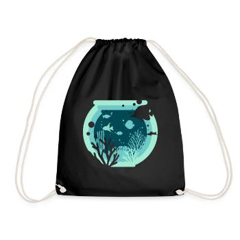 Aquarium - Aquaristik - Turnbeutel - Schwarz - Vorne