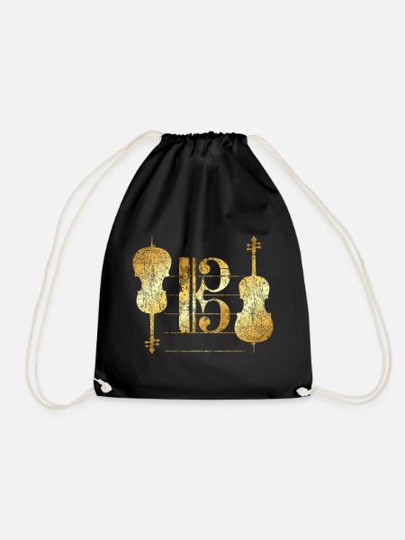 Tenor Clef & Cello (Violoncelle violoncelliste jaune d'or) - Sac de sport léger - noir