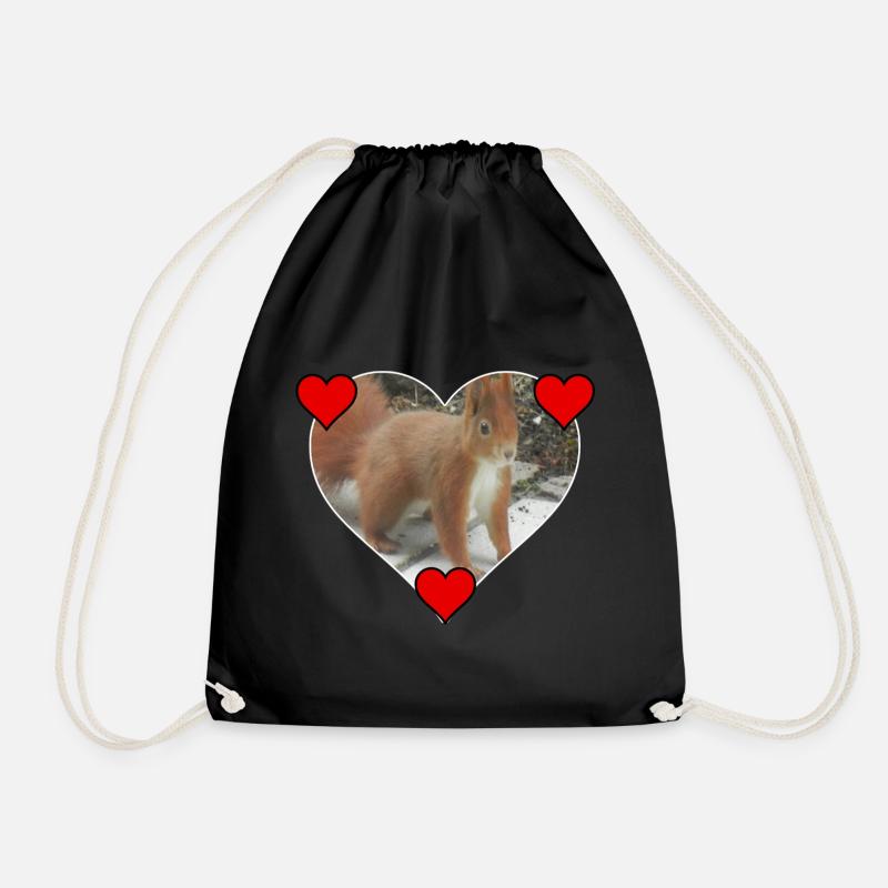 Eichhörnchen Squirrel Liebe Love Herz - Turnbeutel - Schwarz