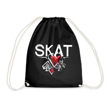 Skat Illustration Spielfarben Herz Pik Spiel - Turnbeutel - Schwarz - Vorne
