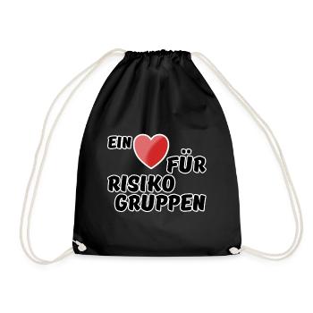 Risikogruppe Spruch Nächstenliebe Herz Virus - Turnbeutel - Schwarz - Vorne