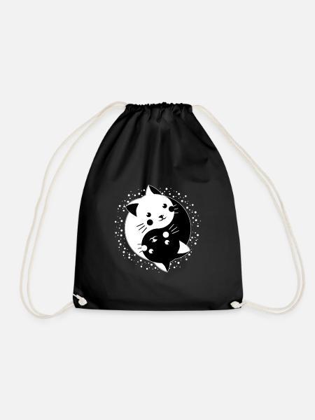 Coole Kätzchen Yin Yang Katzen Cat Geschenkidee - Turnbeutel - Schwarz