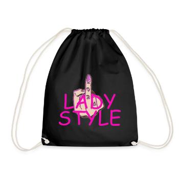 Lady Style Mittelfinger - Turnbeutel - Schwarz - Vorne